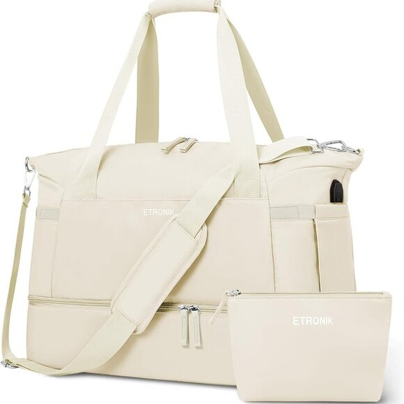 Gym Bag for Women Personal Item Travel Bag with Shoes Compartment Weekender Ov - Picture 1 of 4